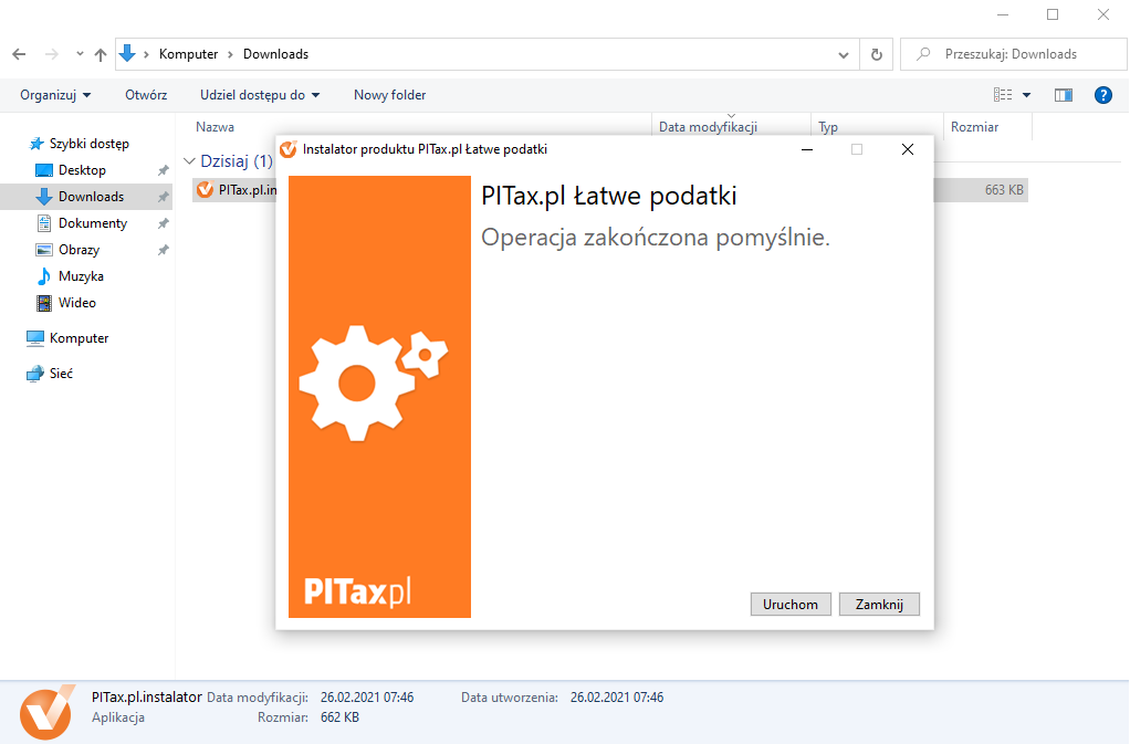 Potwierdź lokalizację instalacji programu PITax.pl
