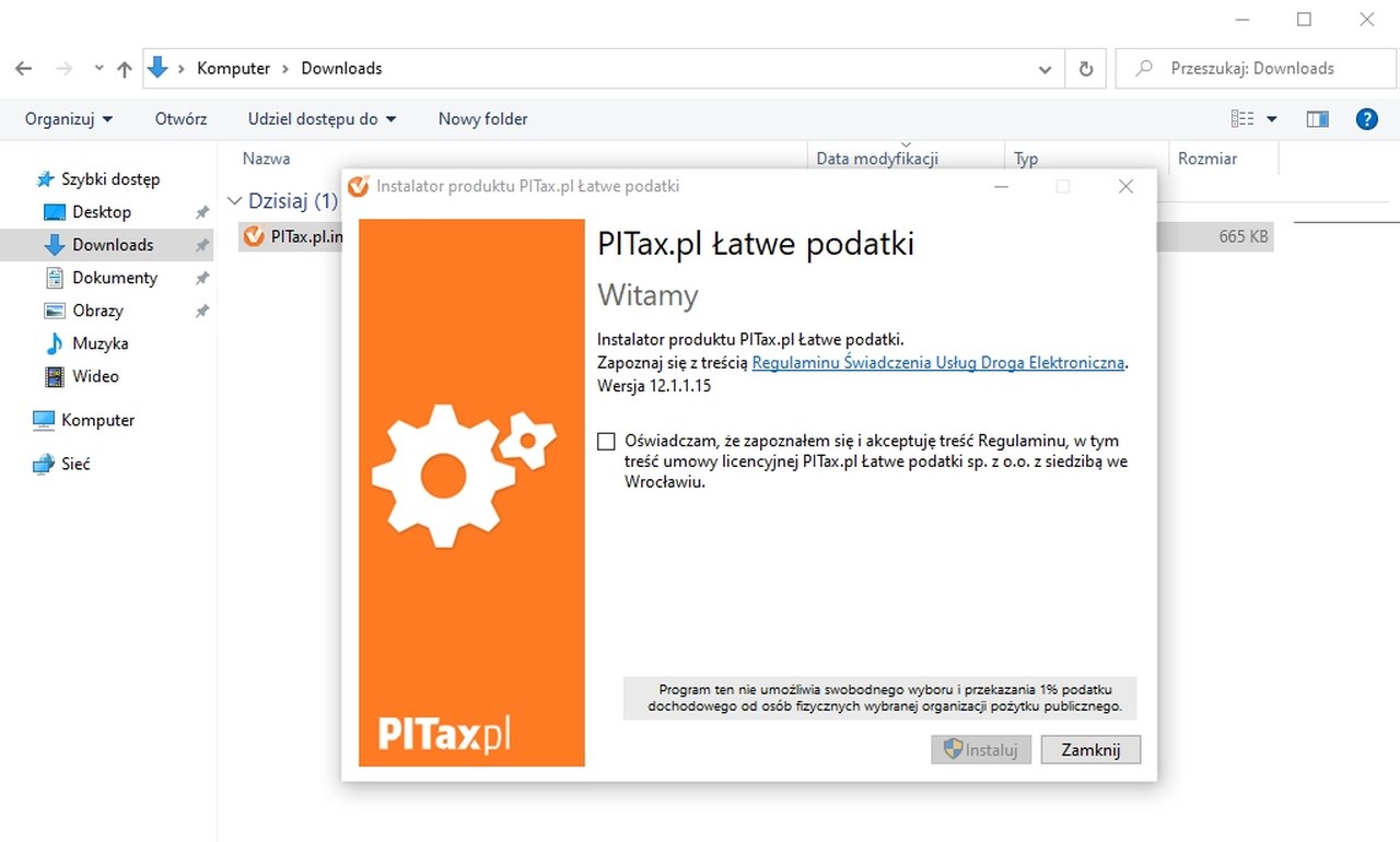 Przejdź do kreatora instalacji programu PITax.pl
